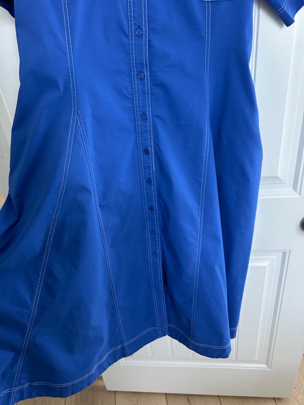 Anthropologie/Exquise Cobalt Blue Button-Front Shirt Midi Dress - Picture 7 of 11